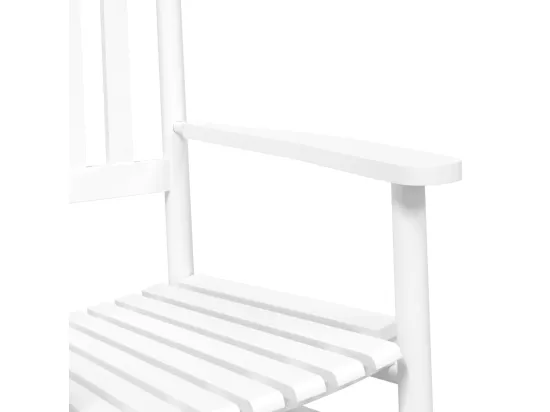 Chaise à bascule avec table pliable blanc bois massif peuplier