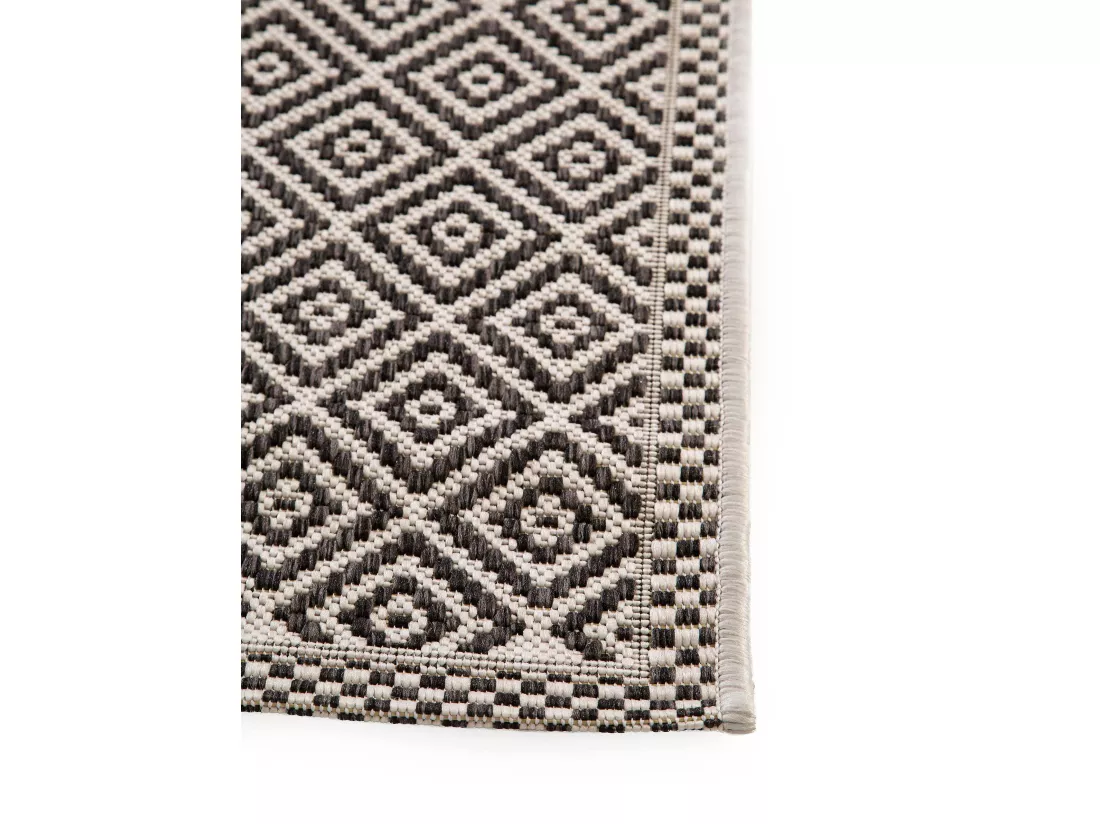 Tapis de couloir extérieur & intérieur Cleo Blanc & Noir 80x240 cm