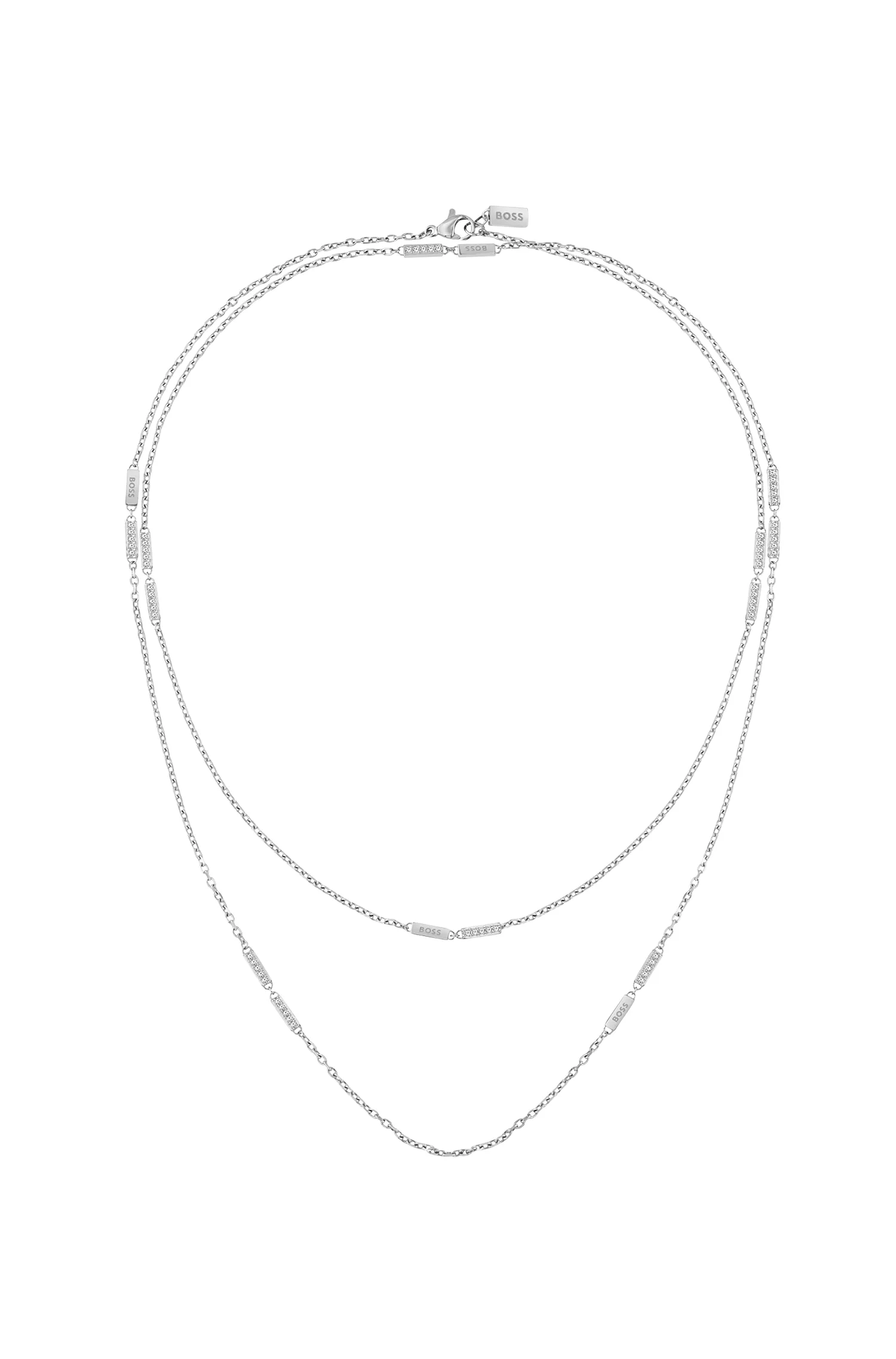 Colar BOSS Black-Chain com logotipo e detalhes em cristal.