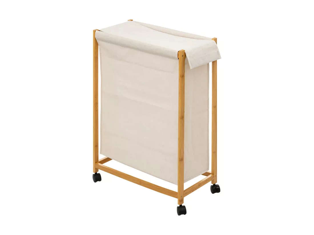Panier à linge roulant en Bambou H 80 cm