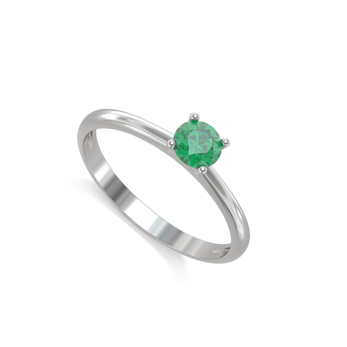 Bague Solitaire Emeraude sur Argent 925 1.59grs