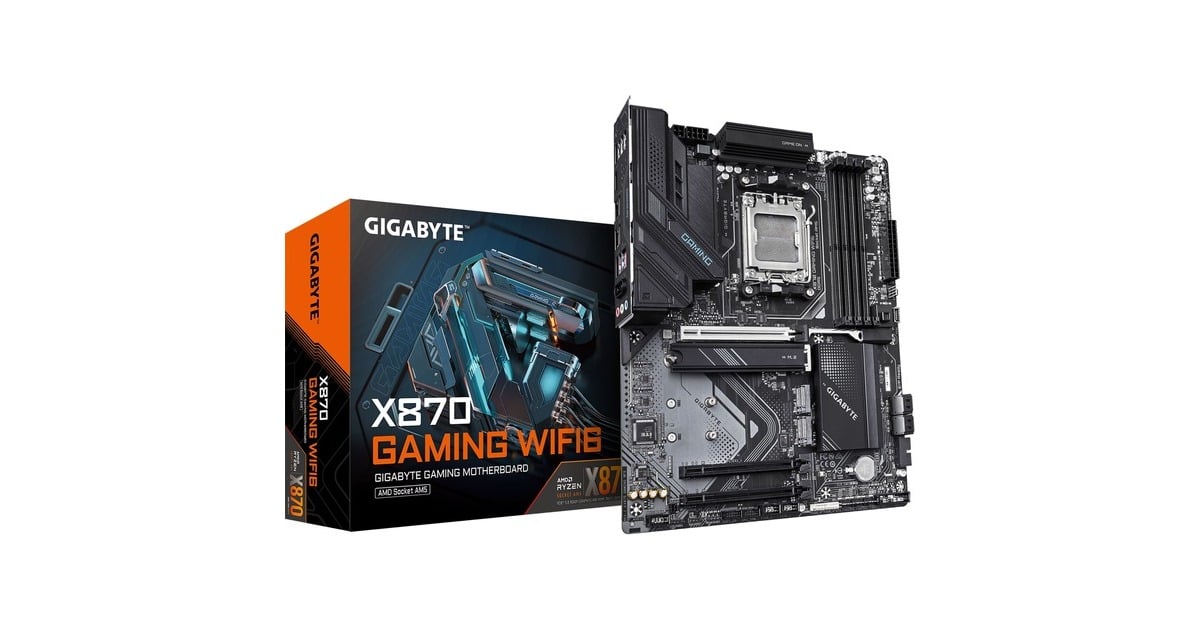GIGABYTEX870 GAMING WIFI6 socket AM5 moederbord  (Zwart/grijs, RAID, 2.5Gb-LAN, WLAN, BT, Sound, ATX)