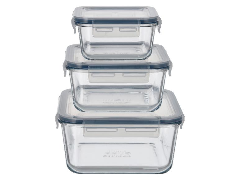 Set van 3 glazen vershoudbakjes