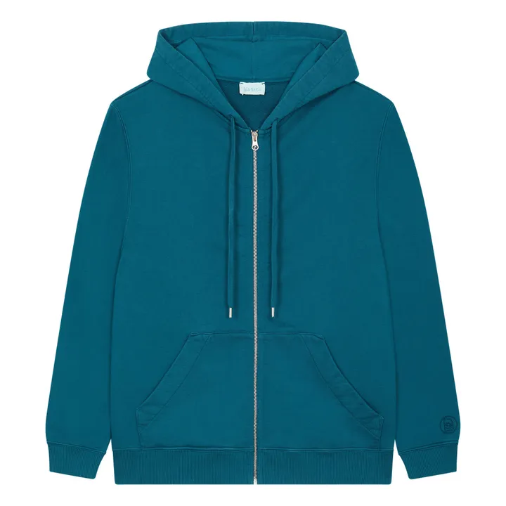 SMALLABLE BASICS Sweat A Capuche Zippé Homme Coton Bio | Vert canard