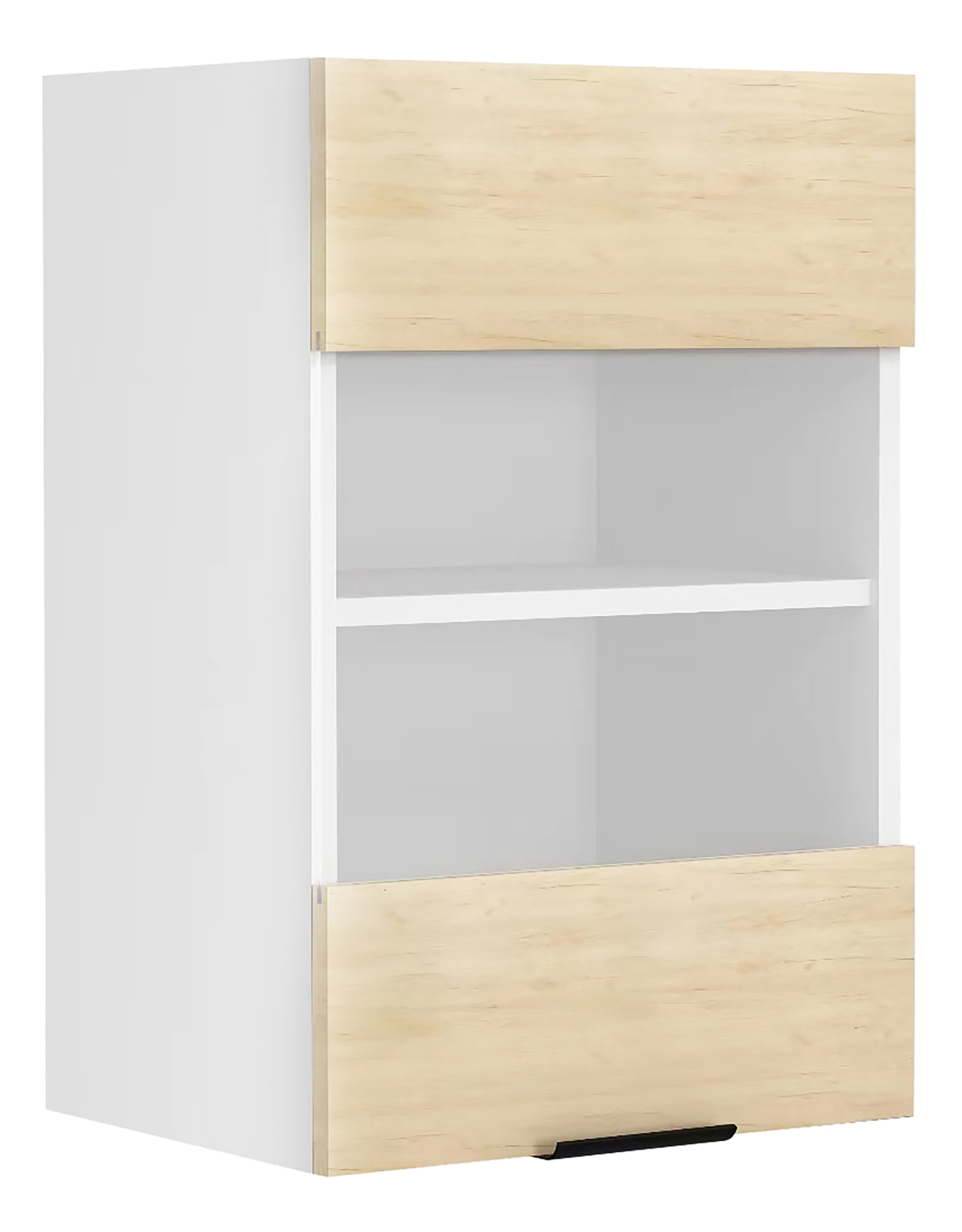 Hängeschrank FASOLA - weiß - Honig Eiche - mit Glaseinsatz - 40 cm