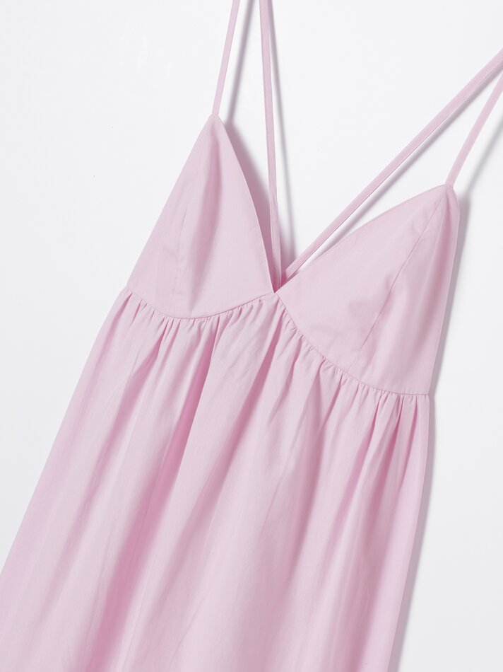 Vestido midi de alças finas - Rosa