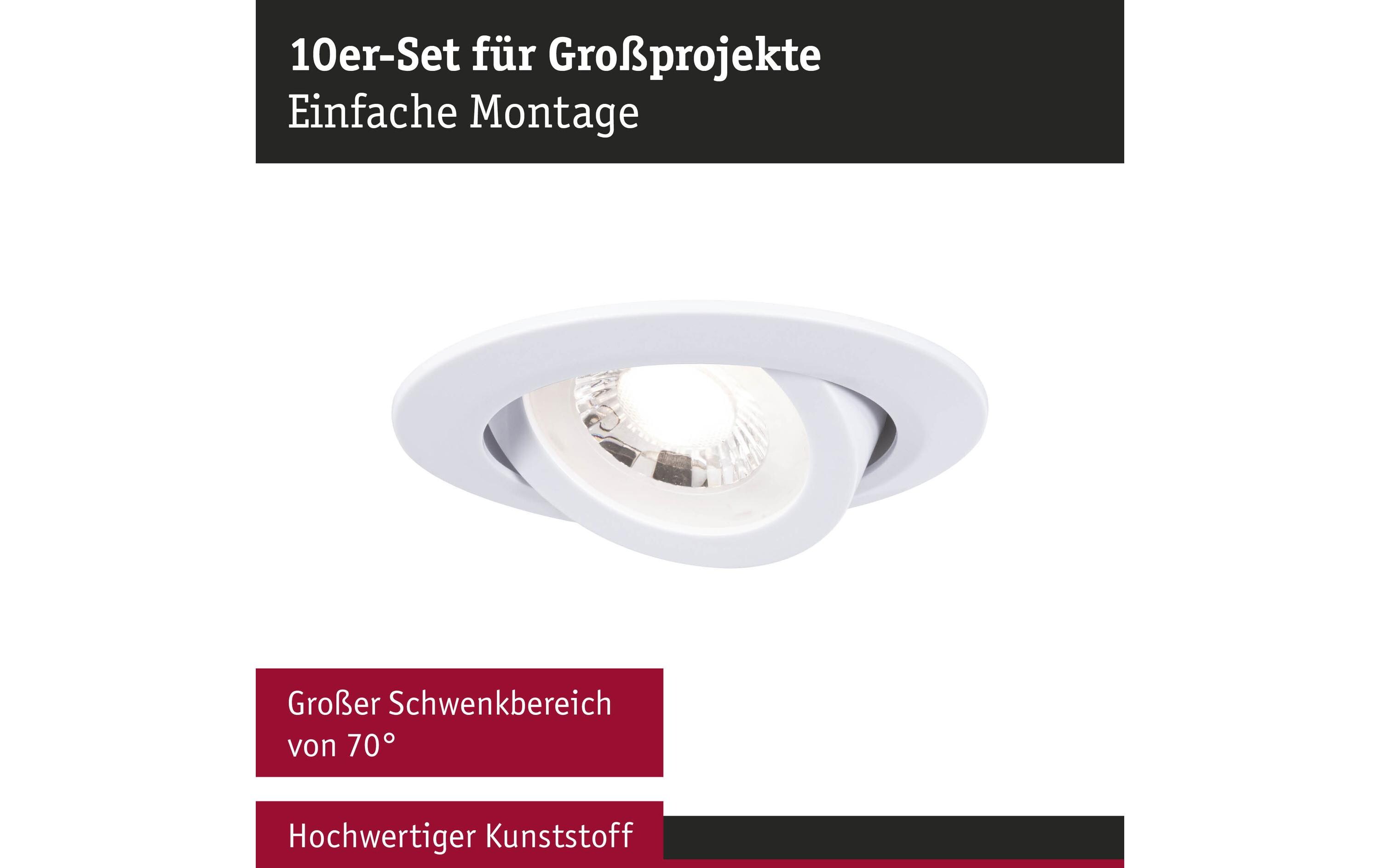 Einbauleuchte LED 10er-Set schwenkbar rund 82 mmLED Einbauspots