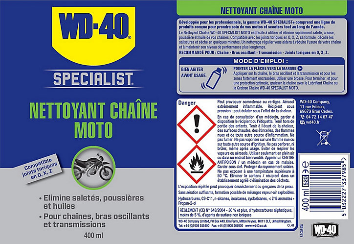 Nettoyant chaîne de moto WD40 400 ml