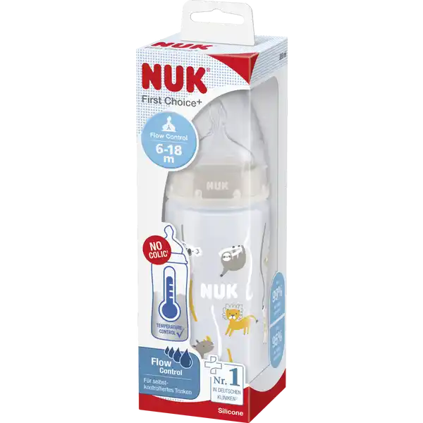 First Choice+ Babyflasche mit Temperature Control, 6-18 Monate, beige