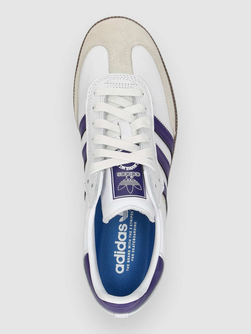 adidas Skateboarding Samba ADV Skate Shoes ftwwht/cpurpl/goldmt