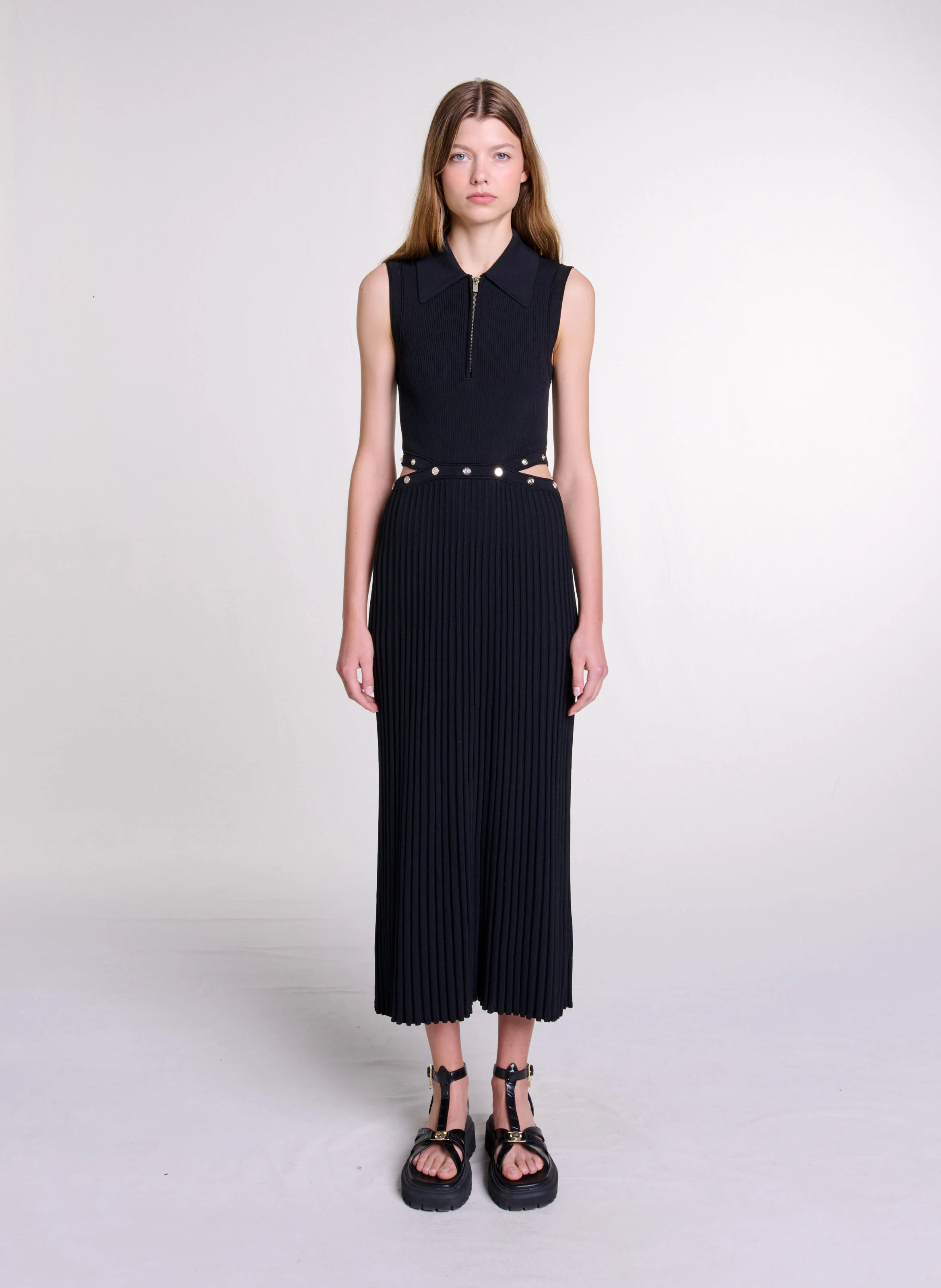 Robe longue col classique | Noir