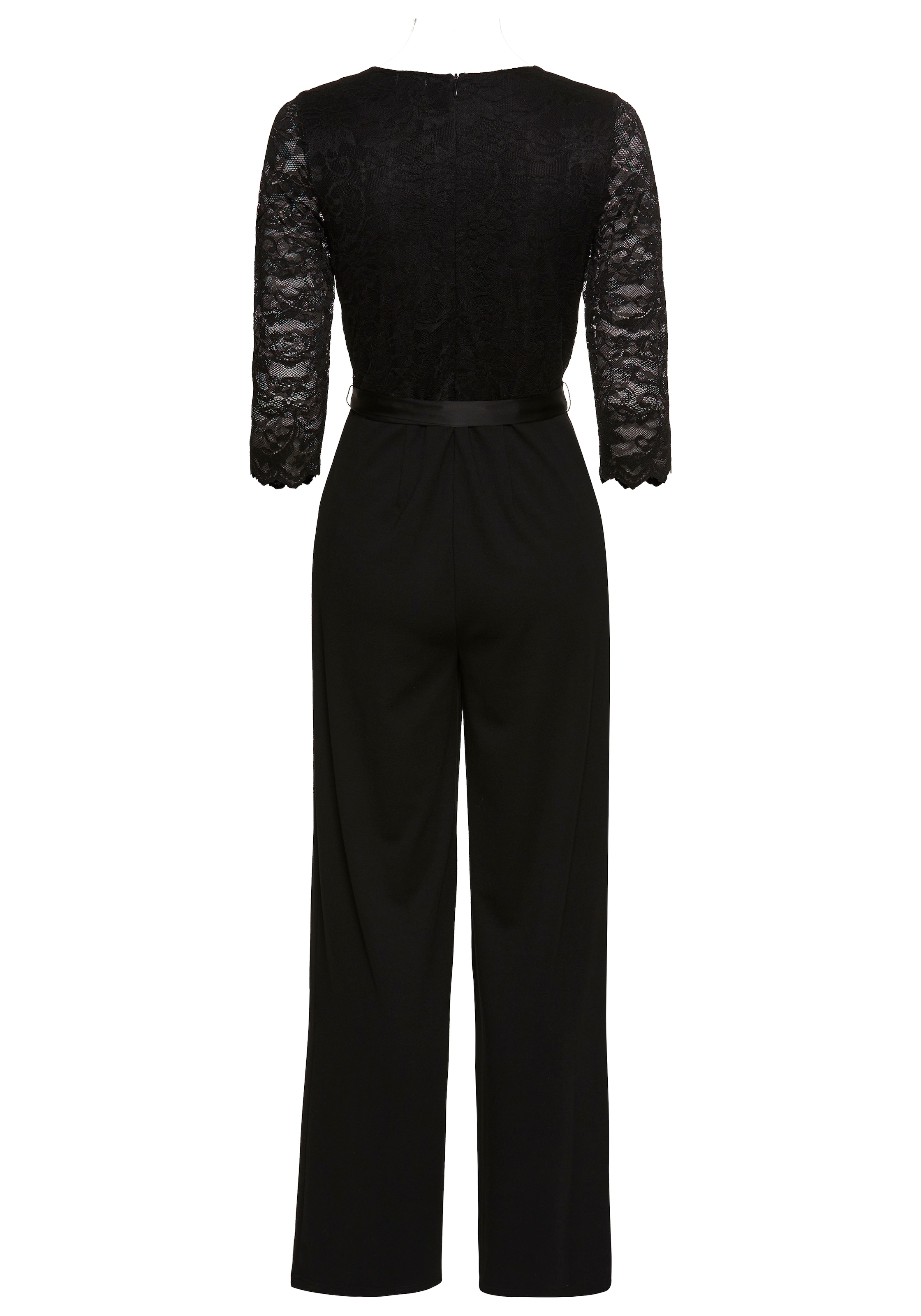 Laura Scott Jumpsuit , mit Spitzenoberteil und Satin-Bindegürtel
