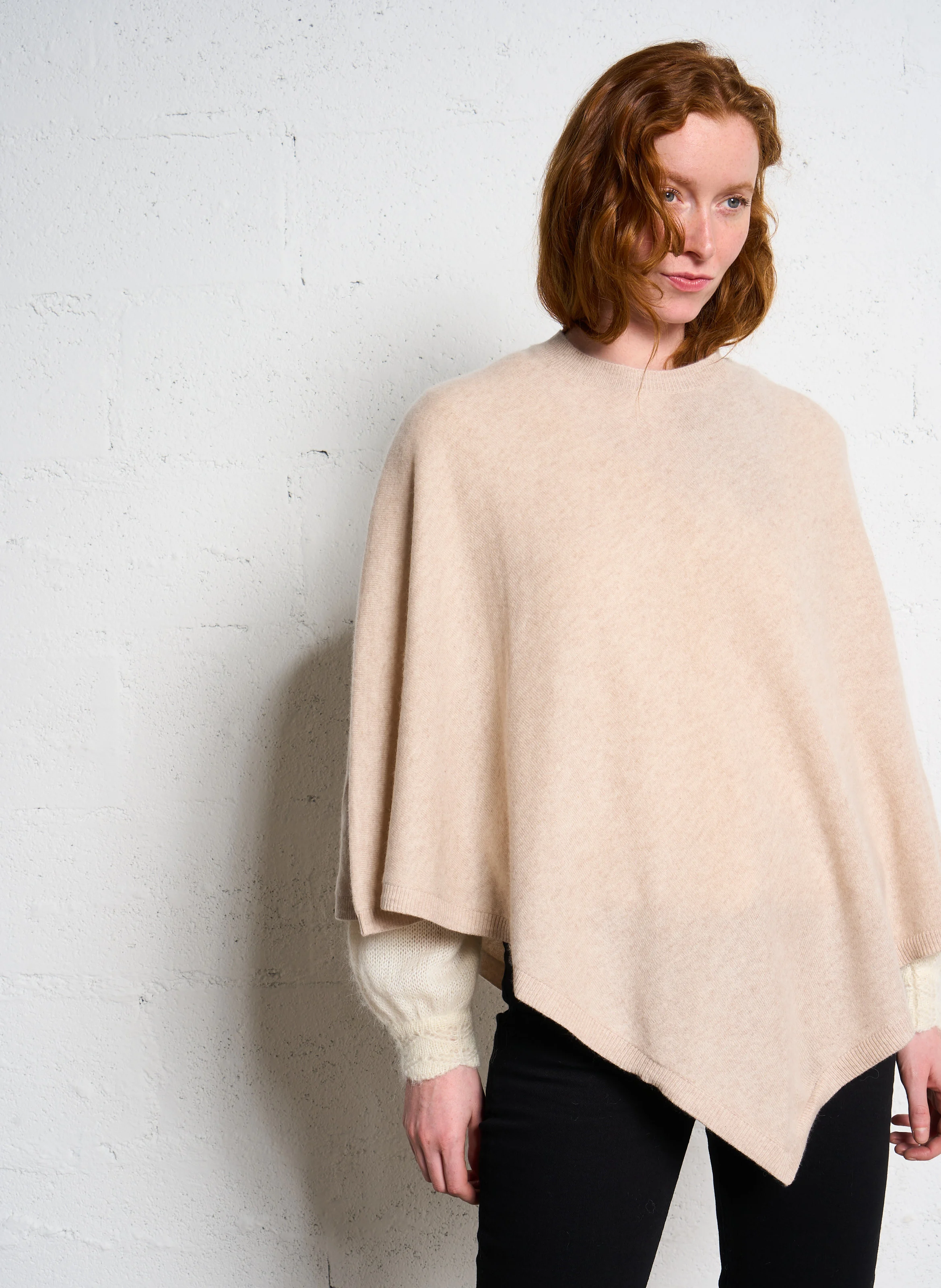 PRESTONY - Poncho en cachemire | Beige