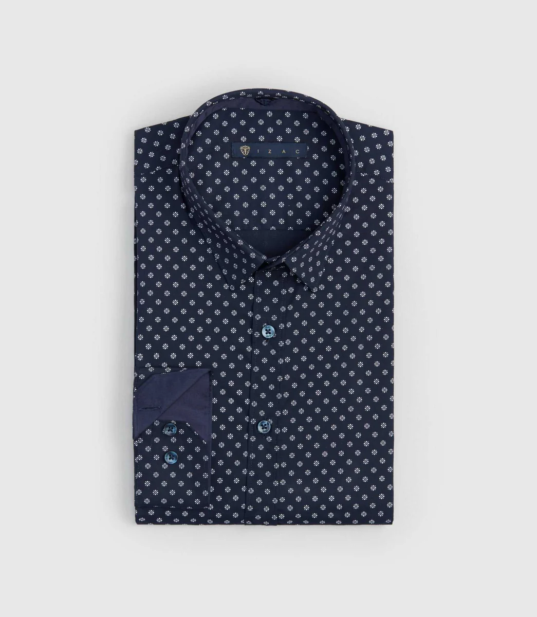Chemise à micro motifs marine 