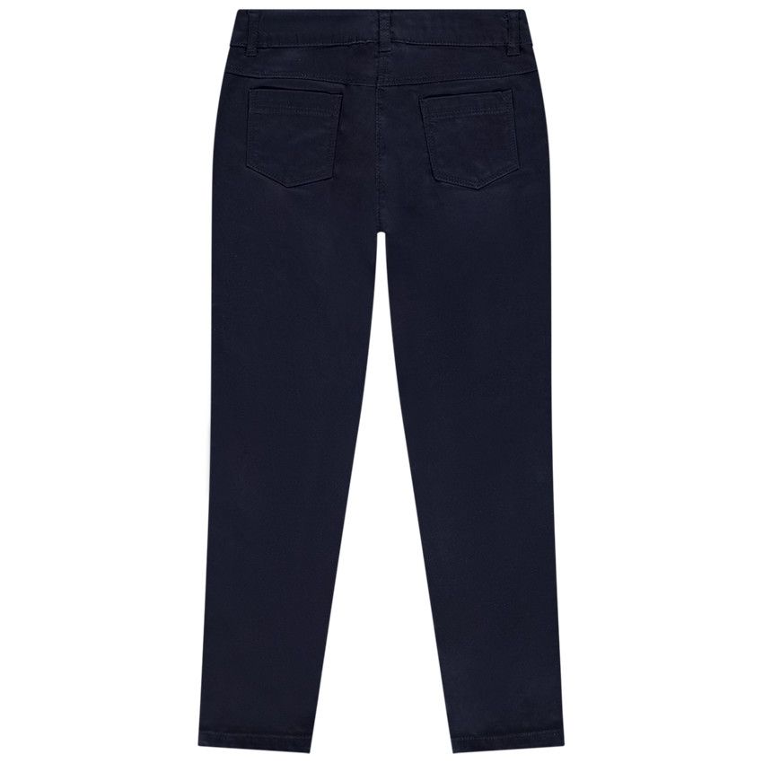 Pantalon slim en twill uni pour fille - Bleu marine