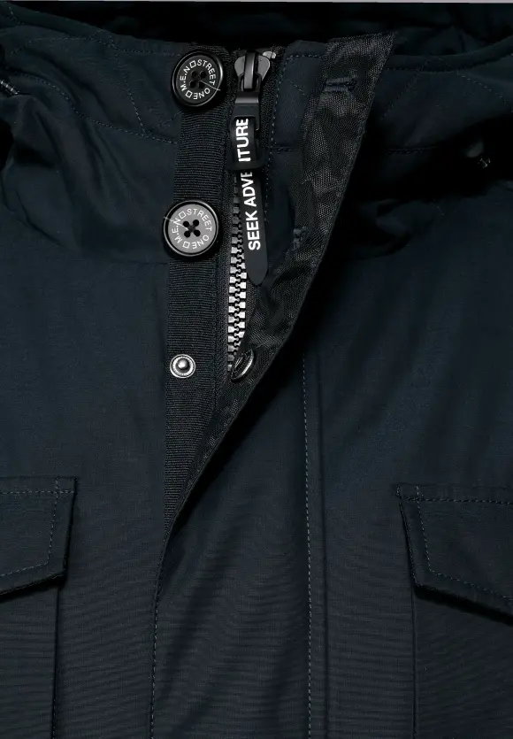Winterjacke mit Kapuze - black blue