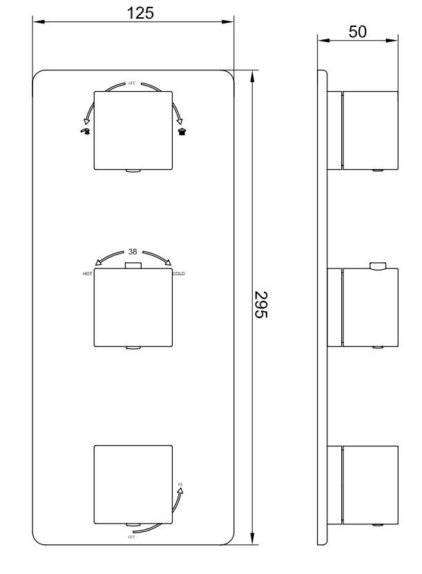 Mueller Cube inbouw thermostaat 3-wegs RVS look