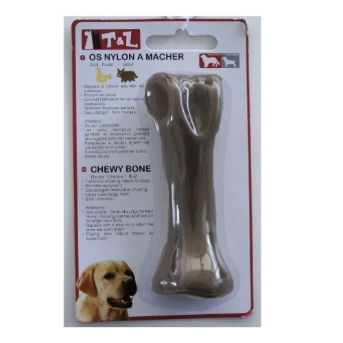 Brinquedo de nylon marrom em formato de osso para cães da T&Z