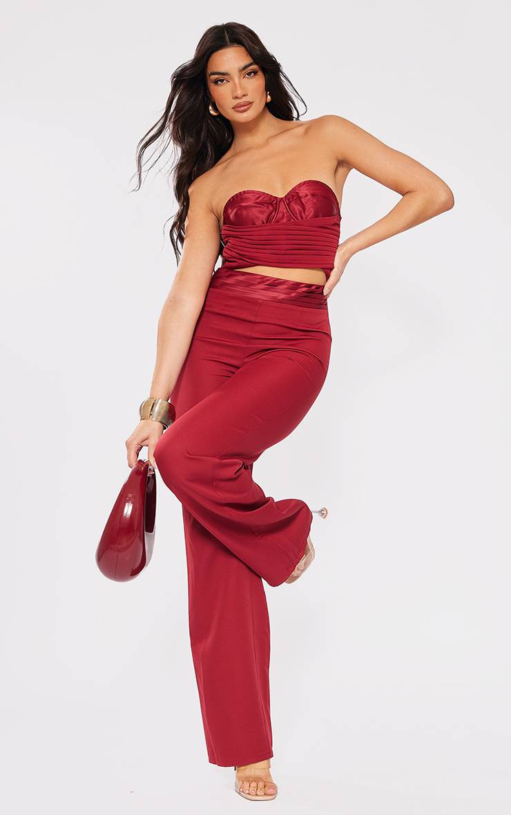 Cherry Red Combinaison À Découpes Avec Corset Froncé