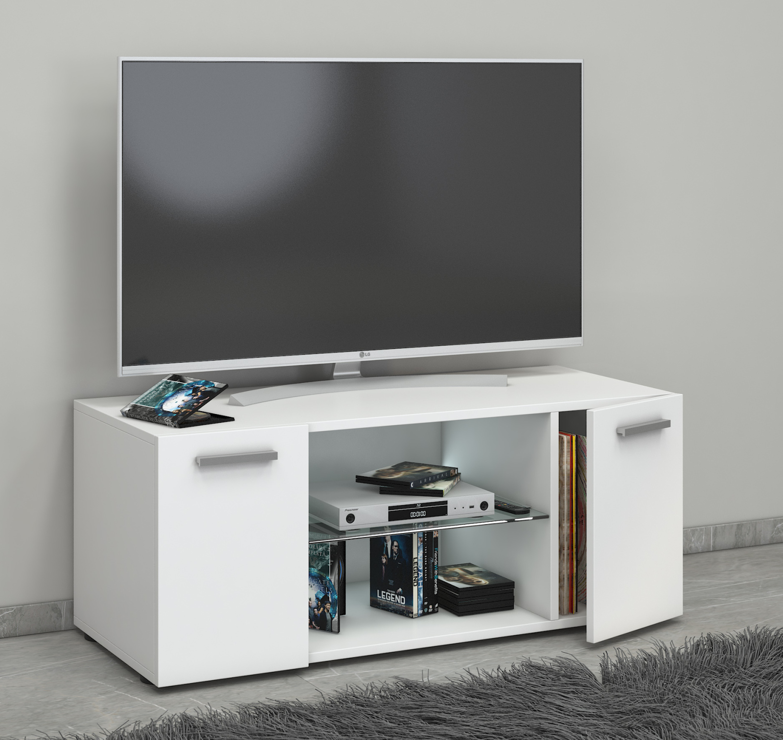 TV-Lowboard LOWINA - weiß -2 Türen - 95 cm breit