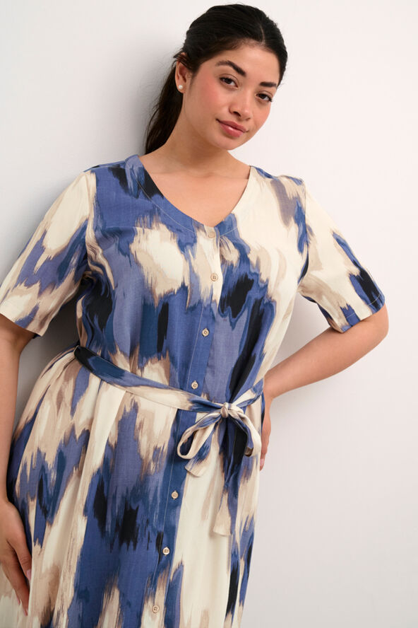 Kaffe Curve KCbella Dress Blue abstract print