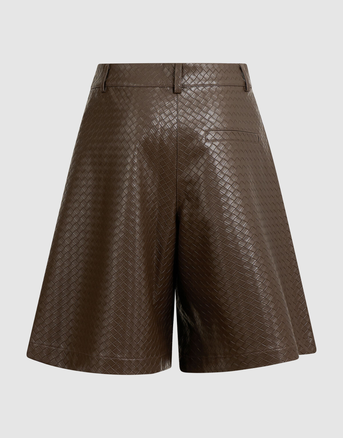 Relaxed Fit Vegan Leren Braided Short Donkerbruin