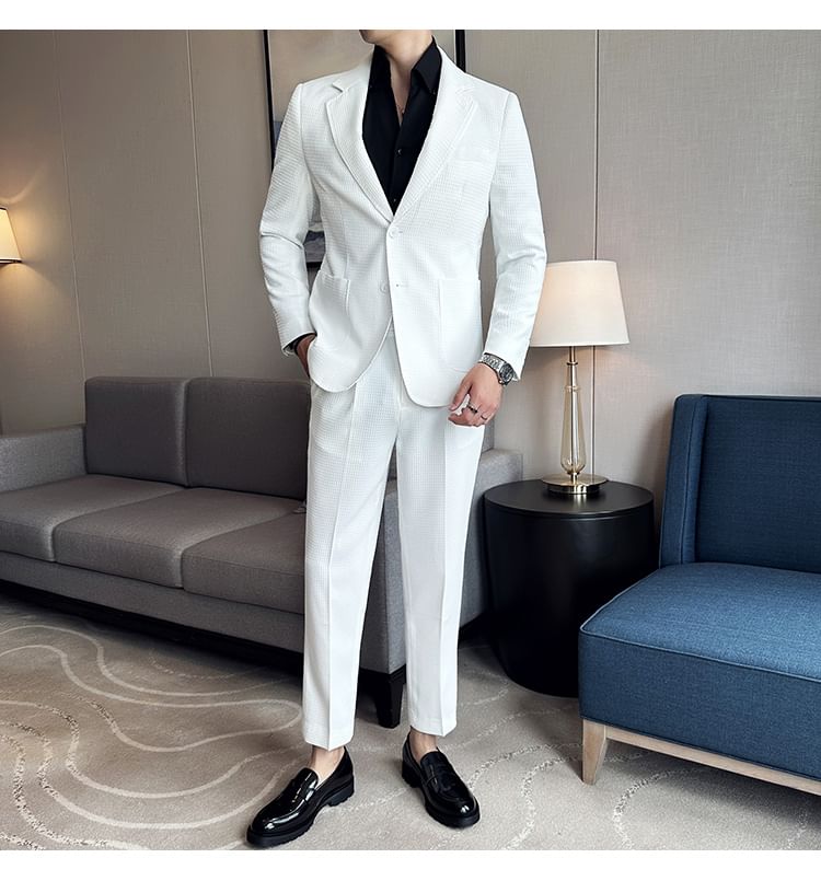 Blueforce - Set: Blazer met reverskraag en enkele rij knopen + pantalon met middelhoge taille