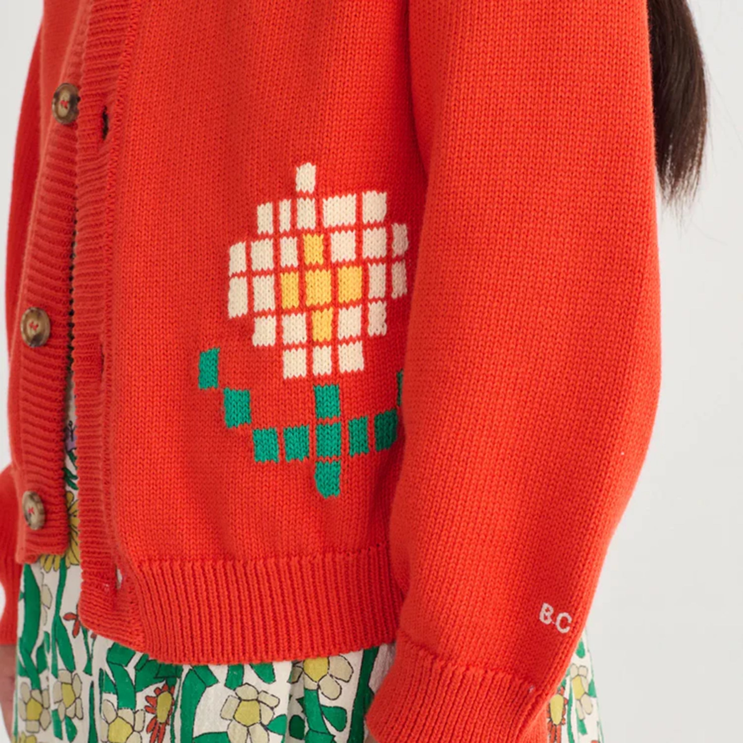 Strickjacke Pixel Daisy Red