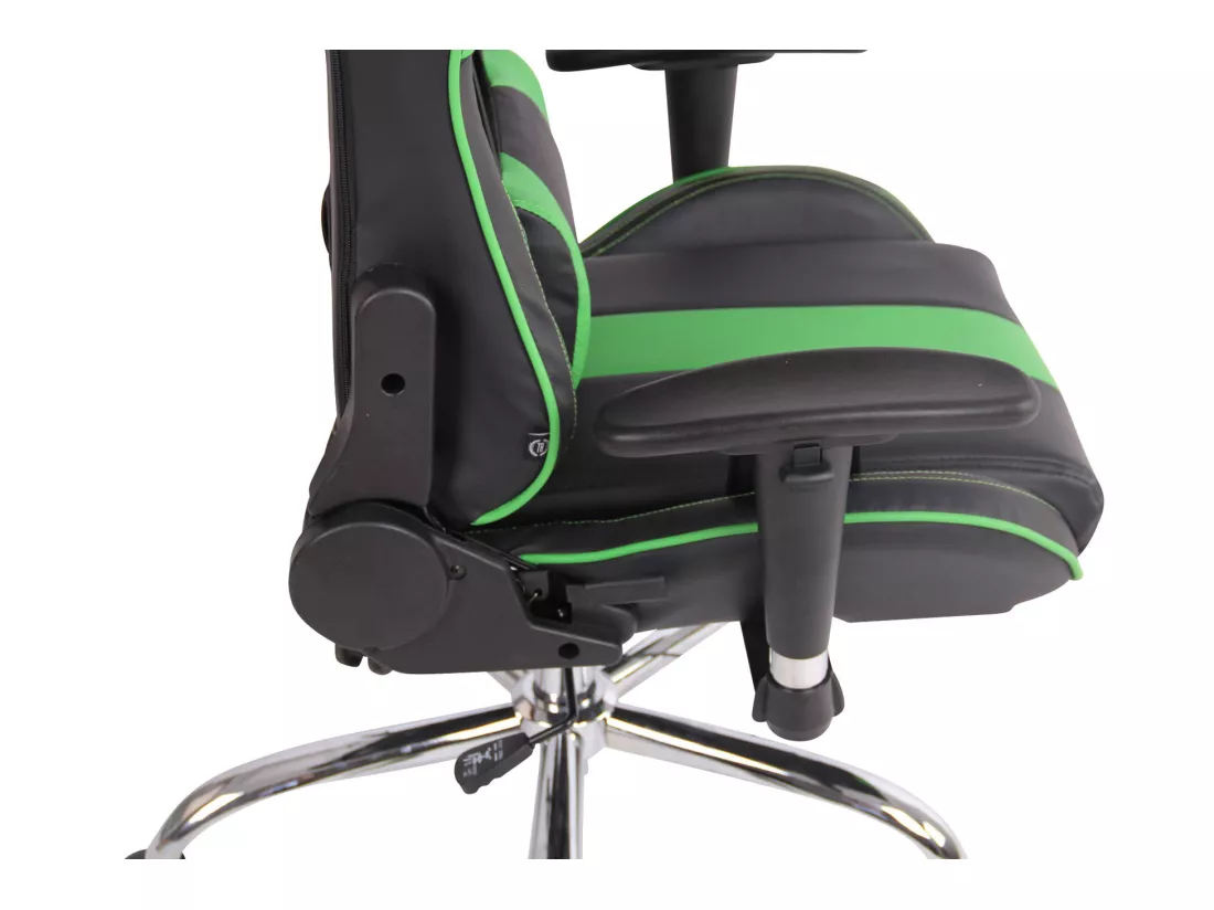 Chaise de bureau - Similicuir & Métal chromé - Noir / Vert - Limit XM