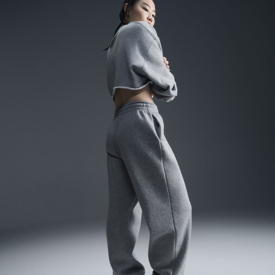 Nike Bas de Survêtement Fleece High Waisted Oversized - Gris/Blanc Cassé Femme