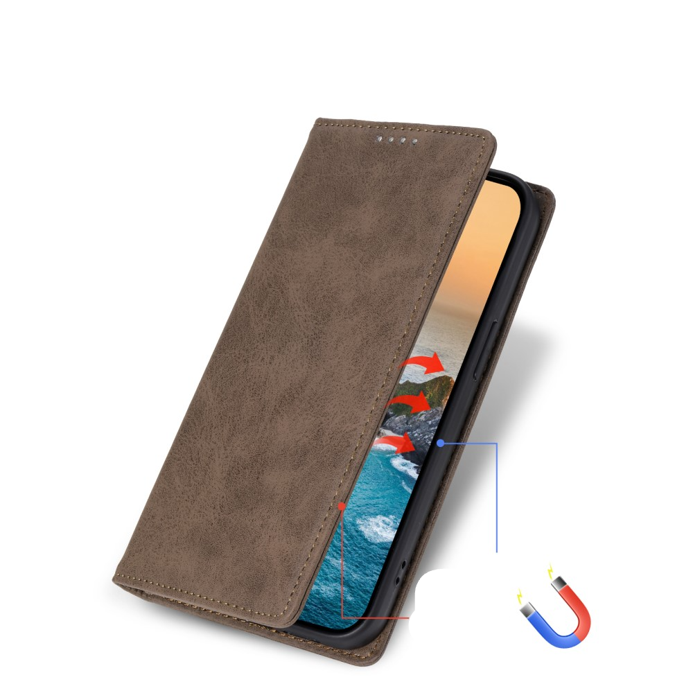 Samsung Galaxy S25 Edge Leder Tasche Flip Wallet Etui mit Kartenfächern (RFID Schutz) - Braun