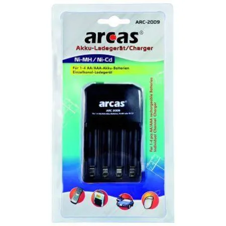 Arcas ARC-2009 Akku Ladegerät, lädt 1-4 x AA, Mignon oder 1-4 x AAA, Micro Akkus