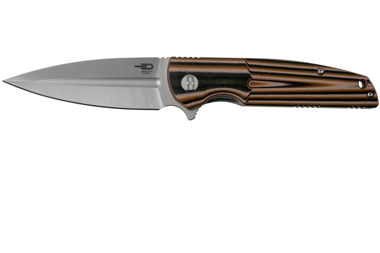 Bestech Fin BG34C-1 Satin, Black-Orange-Beige G10 zakmes