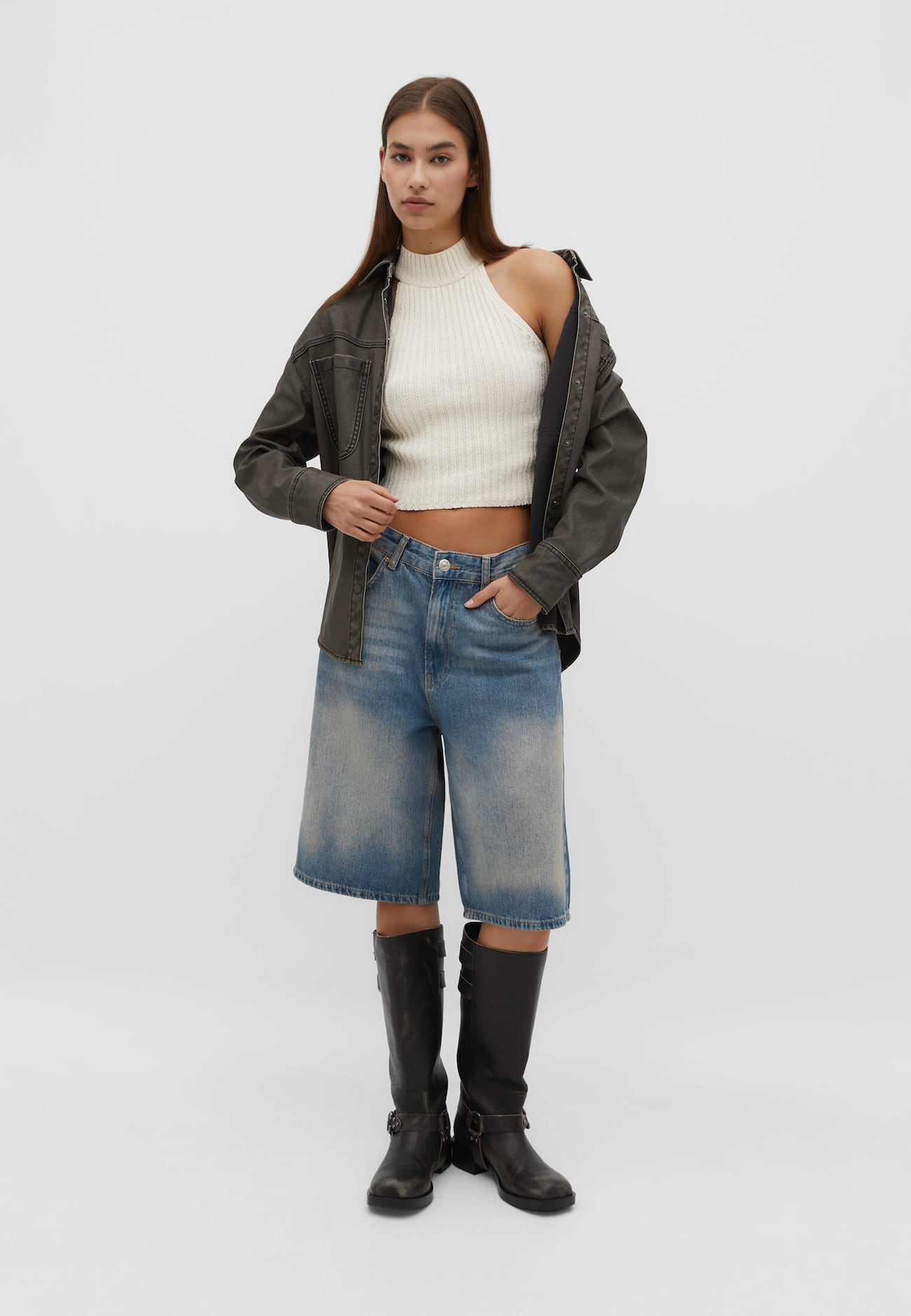 Top de tricô estilo halter