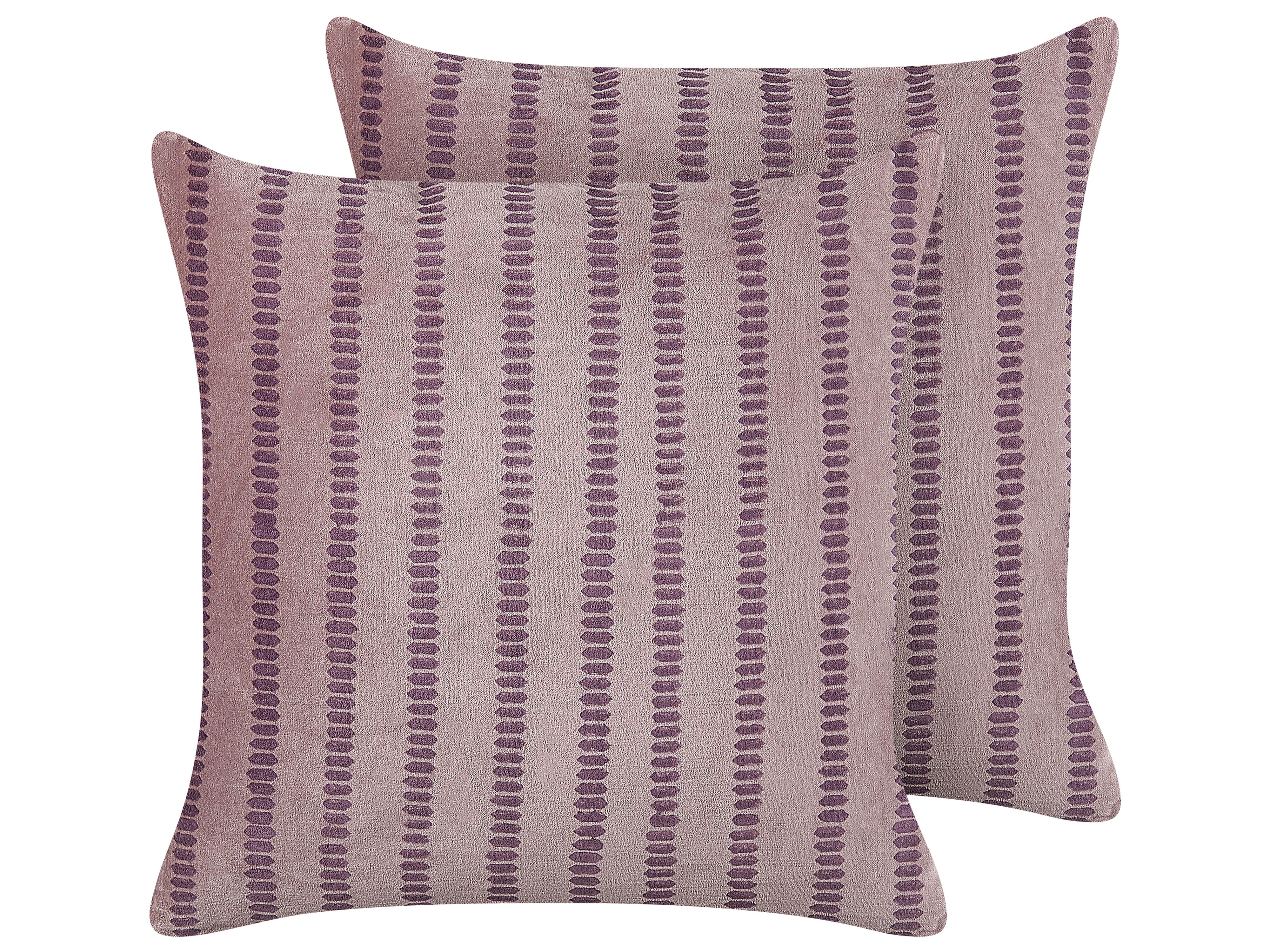 Set van 2 sierkussens AGAPANTHUS Fluweel 45 x 45 cm Roze gestreept