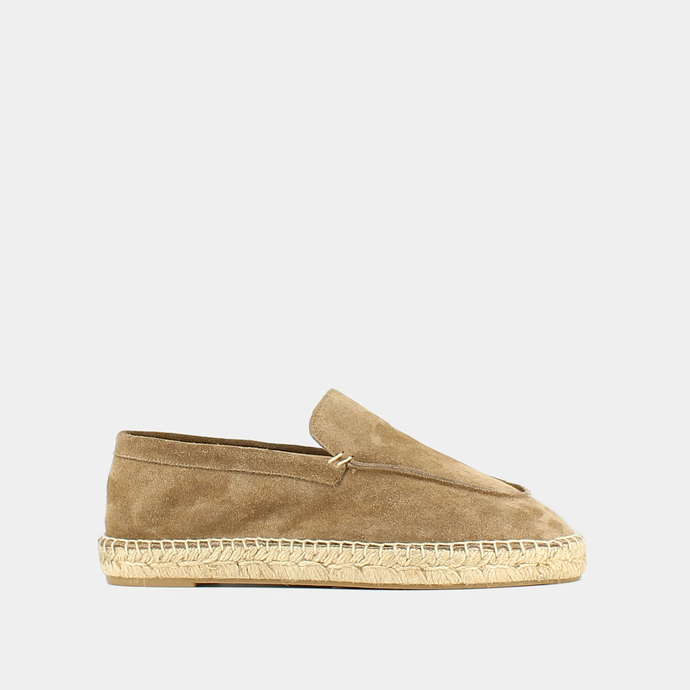 Espadrilles à bouts ronds  en croute taupe