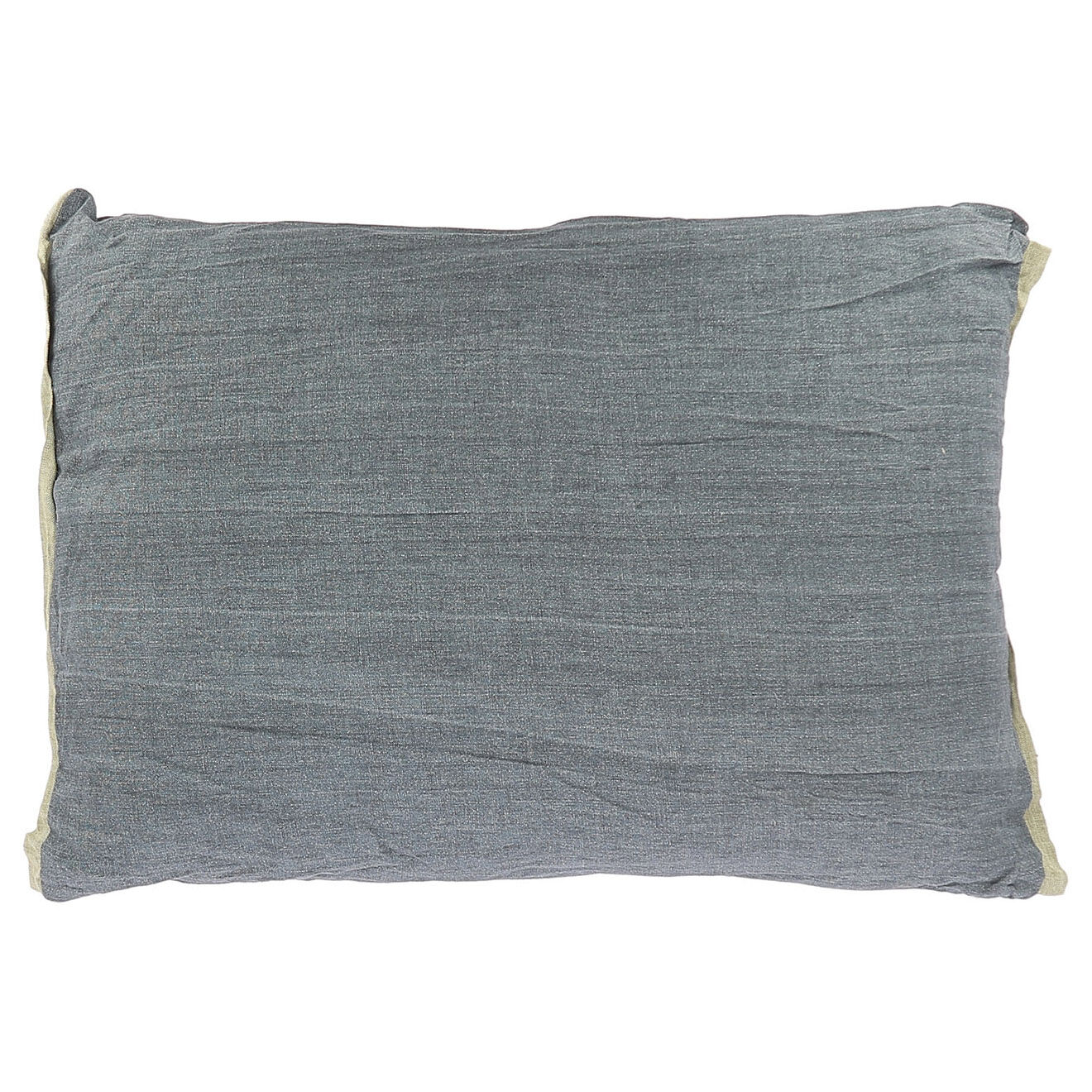En Fil d'Indienne Housse de coussin Varanasi tweed de lin bleue - 40x55 cm