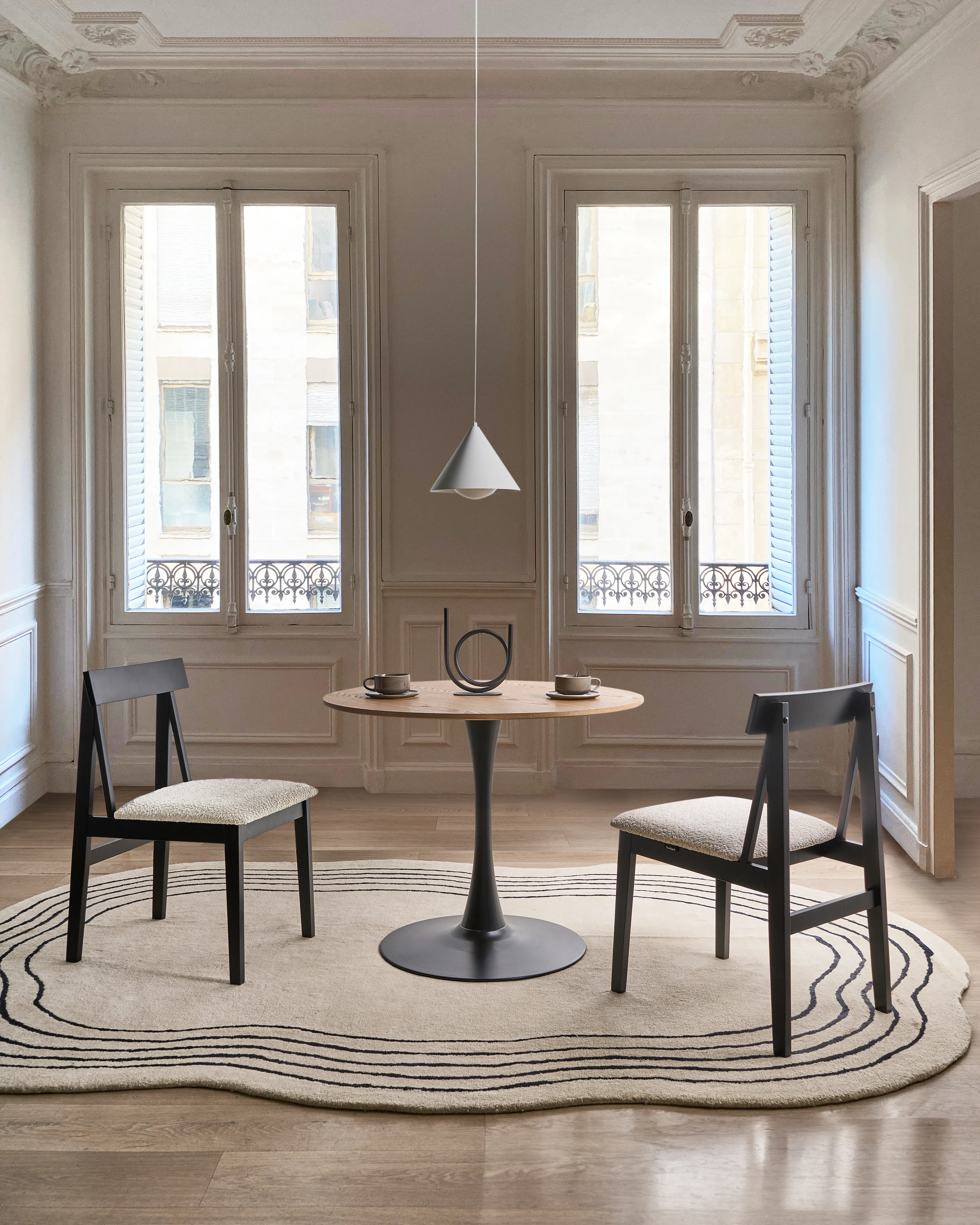 Set van 2 eetkamerstoelen ISLE Hout Zwart/beige
