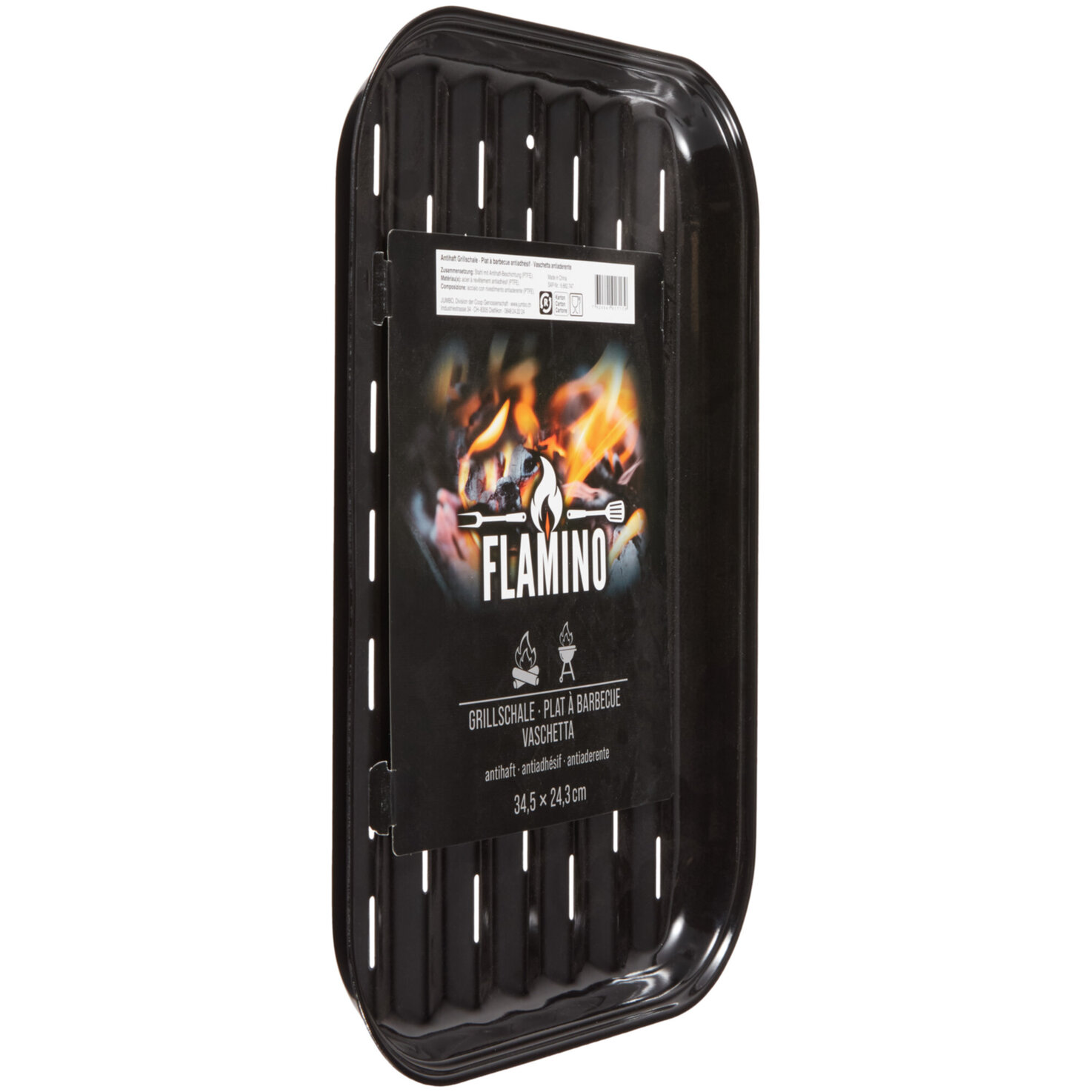 Flamino BBQ-Antihaft-Grillschale | 2.8 × 24.3 × 34.5 cm