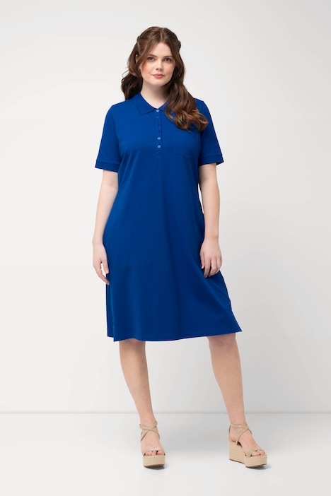 Polokleid, Piquee, halbe Knopfleiste, Halbarm