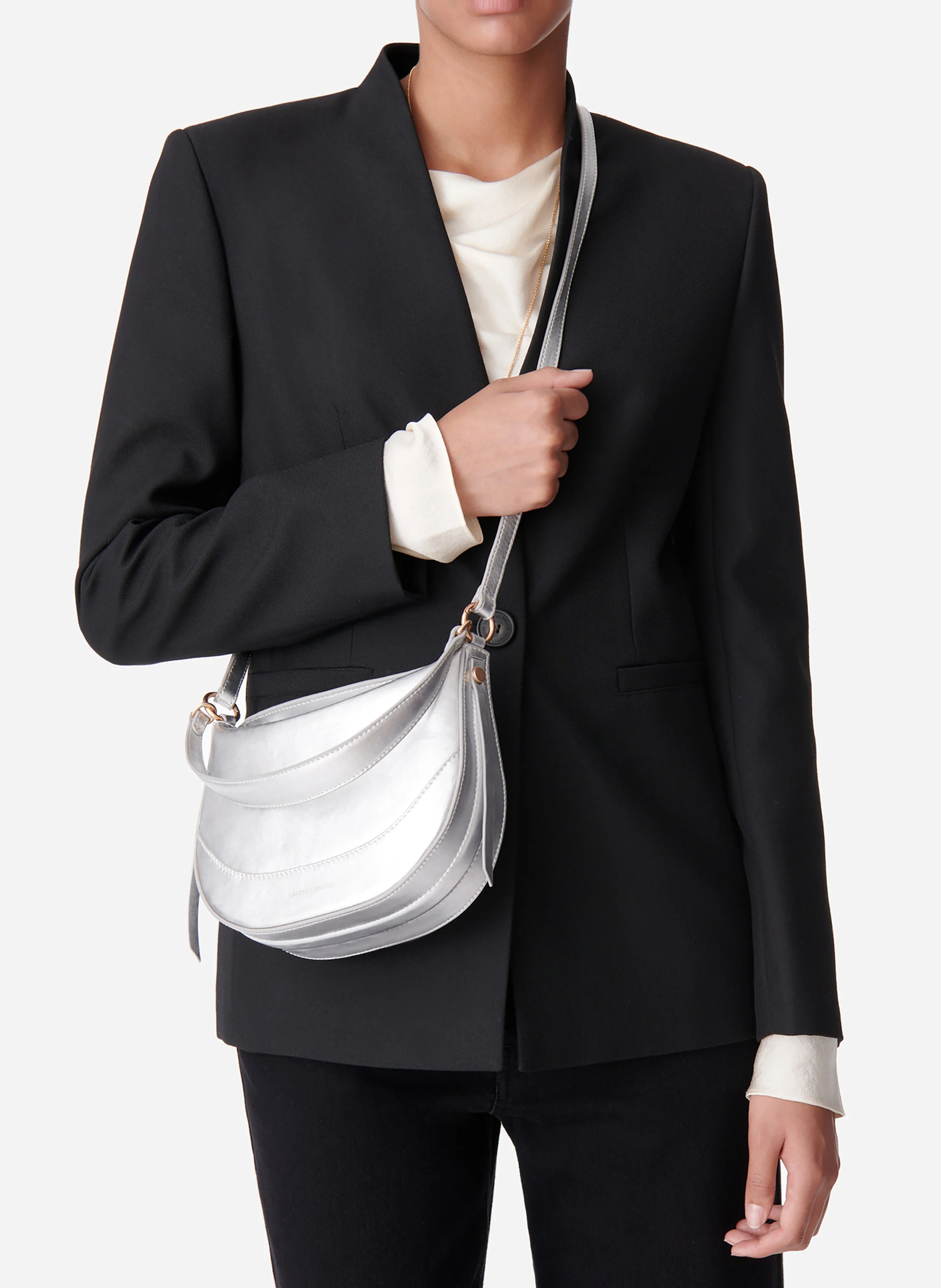 MINI DAILY BAG - Sac demi-lune en cuir| Gris