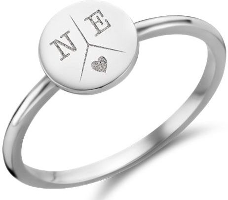 Disc zilveren zegelring met drie initialen Names4Ever