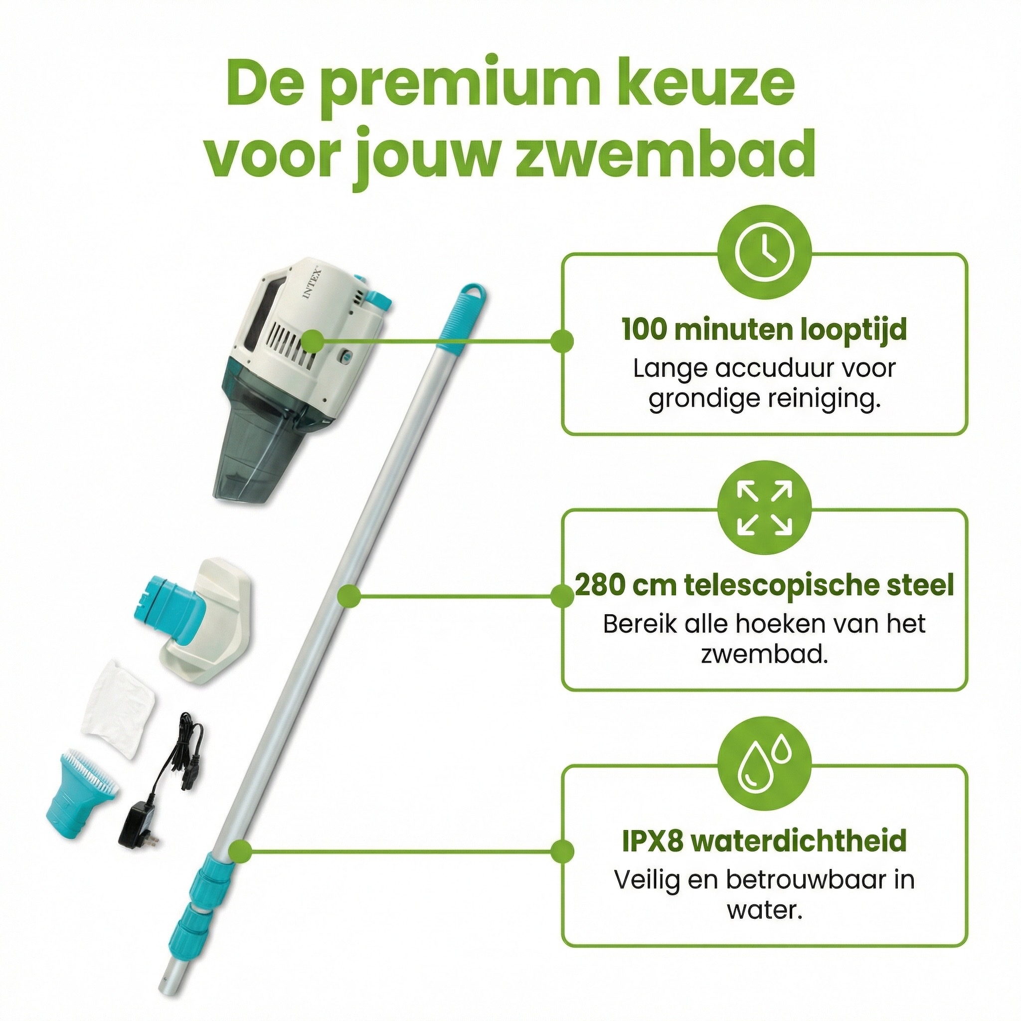 Intex oplaadbare zwembadstofzuiger