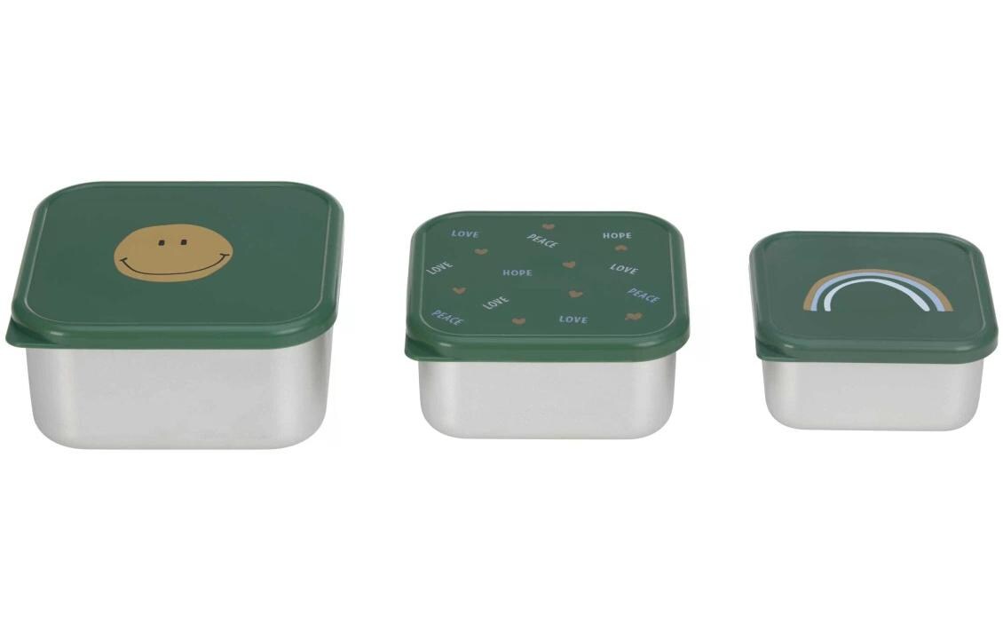 Lunchbox 3er Set Happy Rascals Smile GreenSnackbox aus Edelstahl