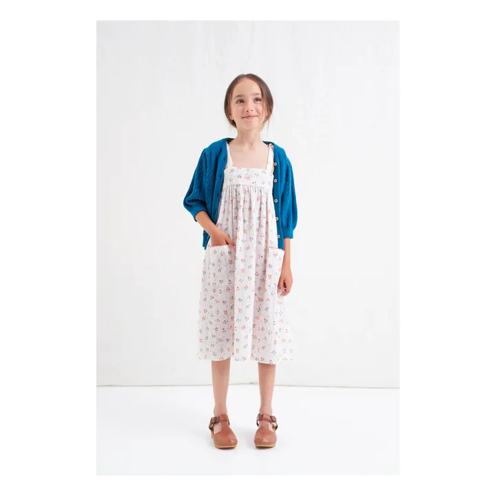 Tocoto Vintage Robe Longue Carreaux à Fleur | Blanc