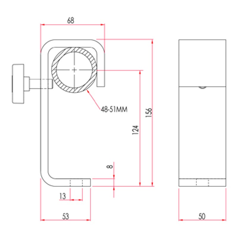 Doughty T20400 trusshaak 50mm zilver