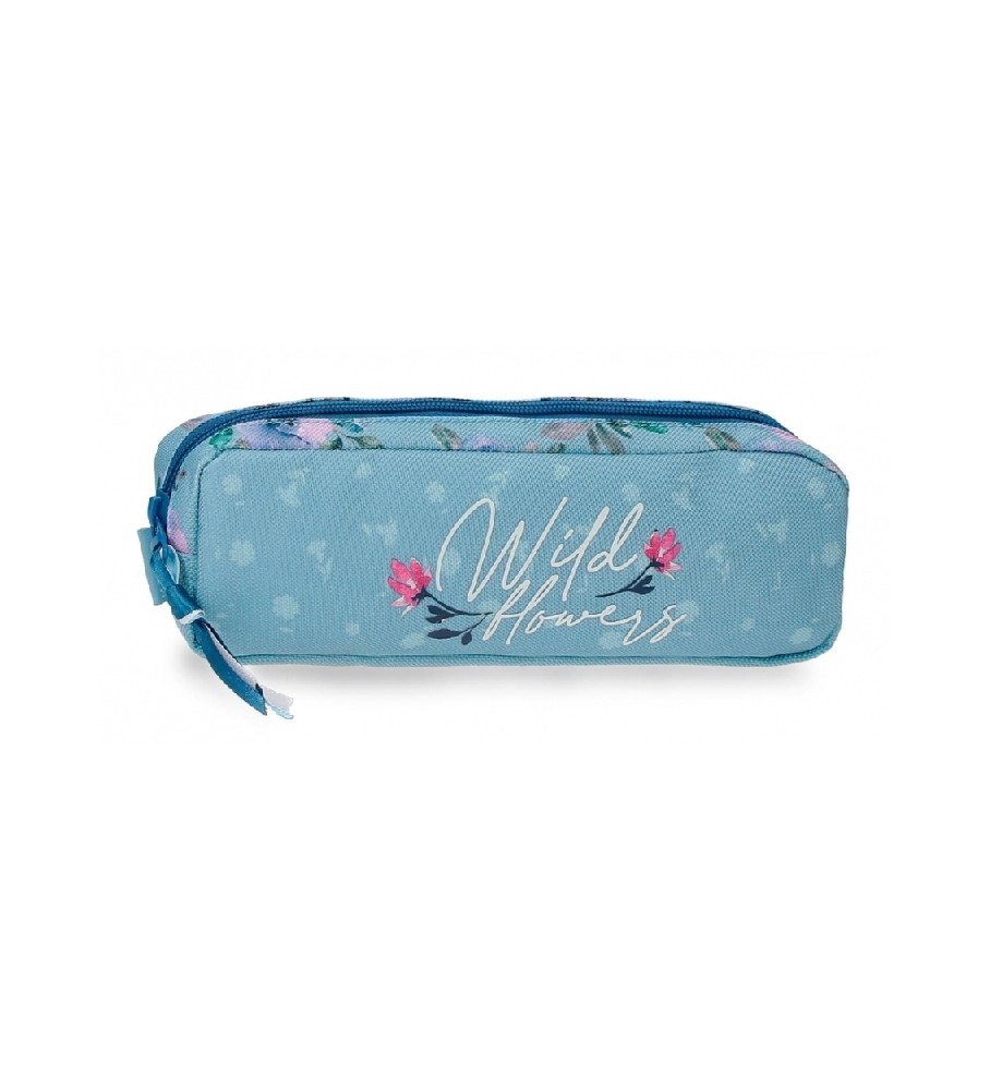 Estojo para lápis Movem Wild Flowers Azul - 22x7x3cm -