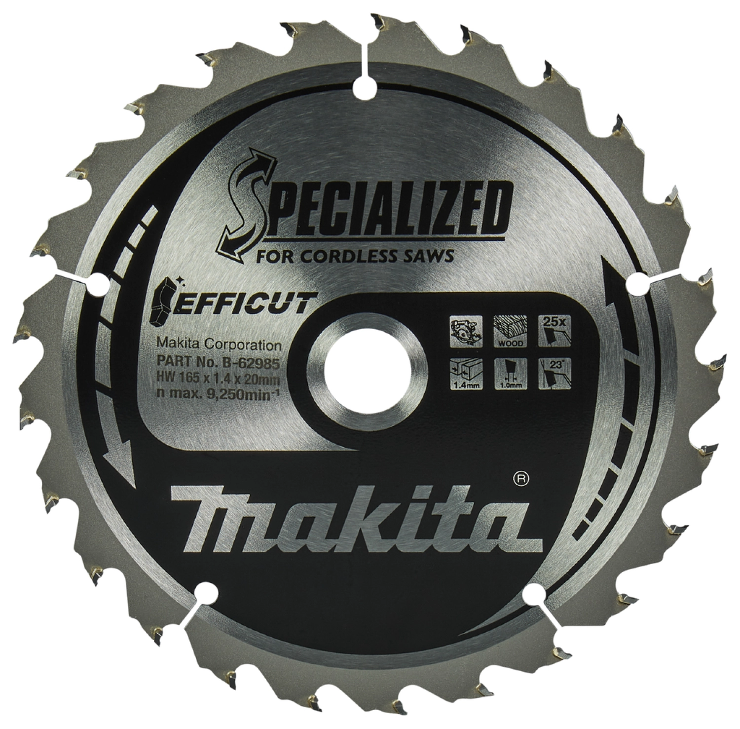 Makita B-62985 Cirkelzaagblad Hout - 165x20x1,4mm 25T