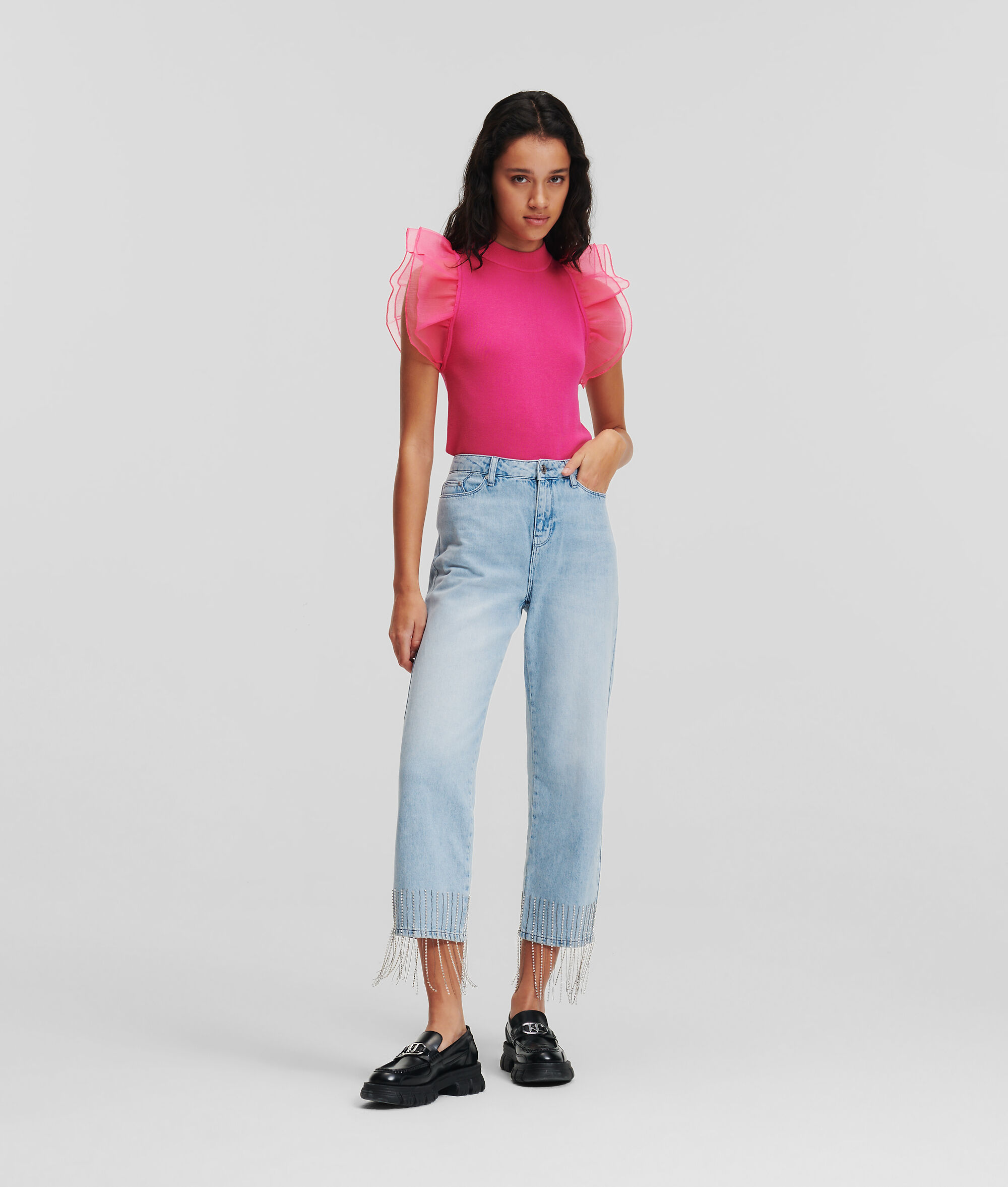JEAN À FRANGES AVEC STRASS