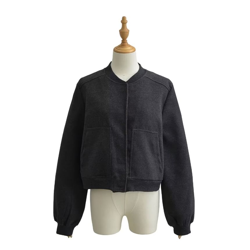 Hollahop - Effen cropped bomberjack met knopen